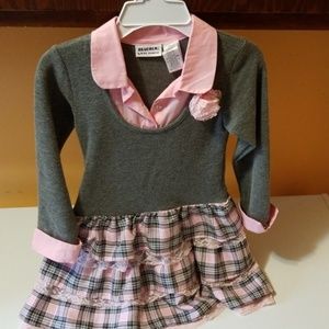 Gray and Pink plaid ruffle dress